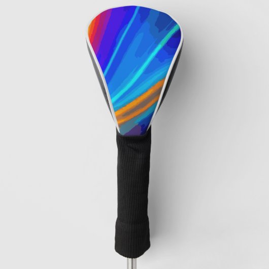 Abstracte golfstijl met blauwe, gele en rode golve golfheadcover (Voorkant)
