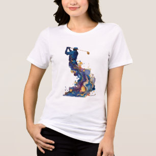 Abstracte Golfswing Vloeiende Inkt Waterverf Kun Tri-Blend Shirt