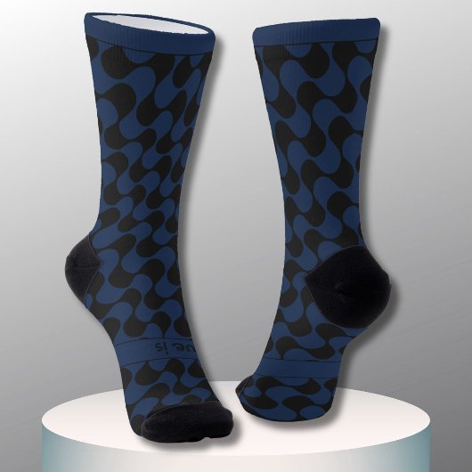 Abstracte golven blauw en zwart met tekst sokken