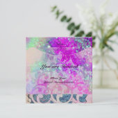 ABSTRACTE GOLVEN Blauw,Paars Roze Trouwfeest Kaart (Staand voorkant)