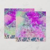 ABSTRACTE GOLVEN Blauw,Paars Roze Trouwfeest Parti Kaart (Voorkant / Achterkant)