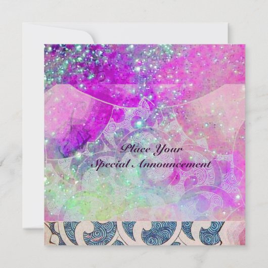 ABSTRACTE GOLVEN Blauw,Paars Roze Trouwfeest Parti Kaart (Achterkant)