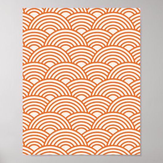 Abstracte golven bogen Oranje lijnen Poster (Voorkant)