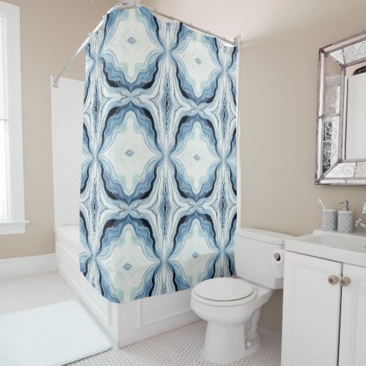 Abstracte golven botspatroon douchegordijn (In situ)