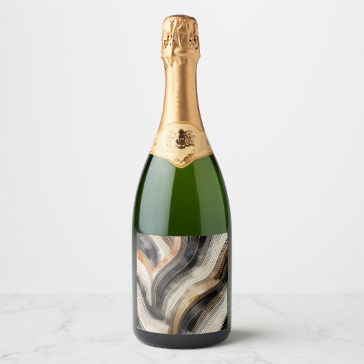 abstracte golven champagnefles label sparkling wijnetiket (Voorkant)