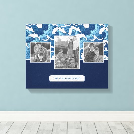 Abstracte golven | Familie Foto's en tekst| Monogr Canvas Afdruk (Insitu (Houten vloer))