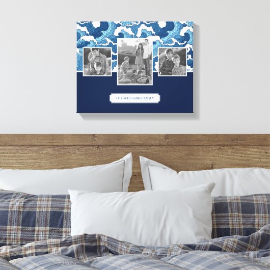 Abstracte golven | Familie Foto's en tekst| Monogr Canvas Afdruk (Insitu (Slaapkamer))