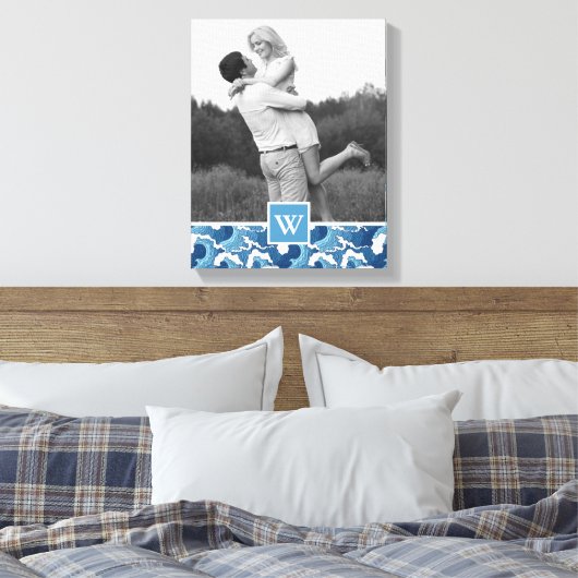 Abstracte golven | Foto met Monogram | Monogram Canvas Afdruk (Insitu (Slaapkamer))