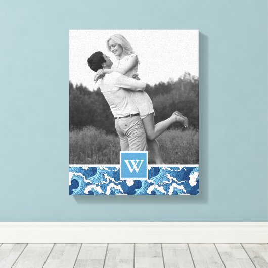 Abstracte golven | Foto met Monogram | Monogram Canvas Afdruk (Insitu (Houten vloer))