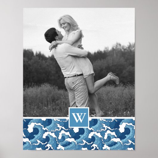 Abstracte golven | Foto met Monogram | Monogram Poster (Voorkant)