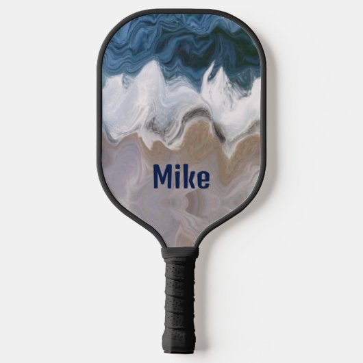 abstracte golven - gepersonaliseerd pickleball paddle (Achterkant)