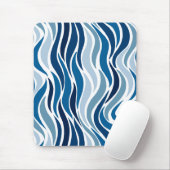Abstracte golven in blauw muismat (Met muis)