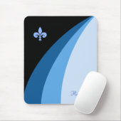 Abstracte golven in blauwe tinten en fleur de lis muismat (Met muis)