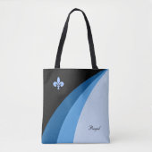 Abstracte golven in blauwe tinten en fleur de lis tote bag (Voorkant)