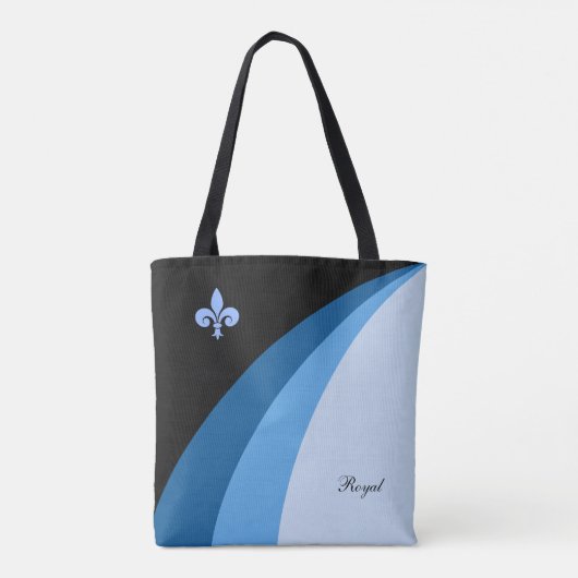 Abstracte golven in blauwe tinten en fleur de lis tote bag (Achterkant)