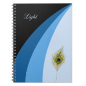 Abstracte golven in blauwe tinten en pekelveren notitieboek (Voorkant)