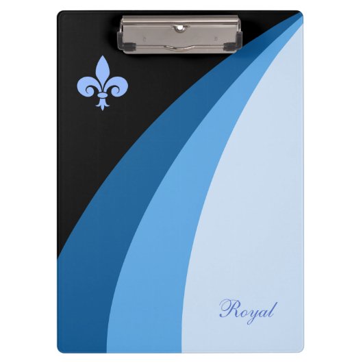 Abstracte golven in blauwe tinten & fleur de lis klembord (Voorkant)