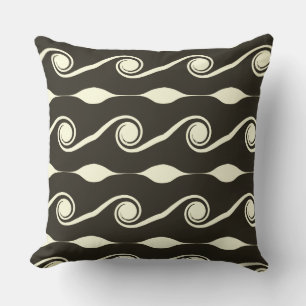 Abstracte golven in Dark Grey & Ivory Kussen