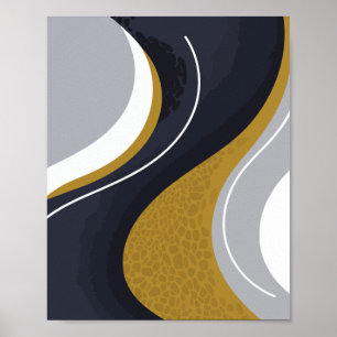 Abstracte golven in neutrale tonen poster