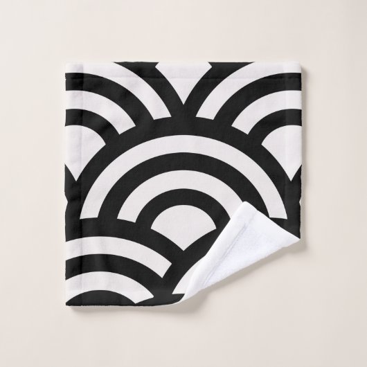 Abstracte golven, kerken, zwarte en witte lijnen bad handdoek (Wasdoekje)