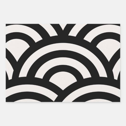 Abstracte golven, kerken, zwarte en witte lijnen inpakpapier vel (Voorkant)