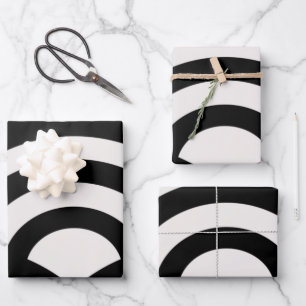 Abstracte golven, kerken, zwarte en witte lijnen inpakpapier vel