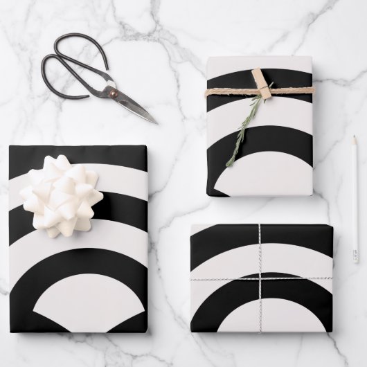 Abstracte golven, kerken, zwarte en witte lijnen inpakpapier vel (Voorkant)