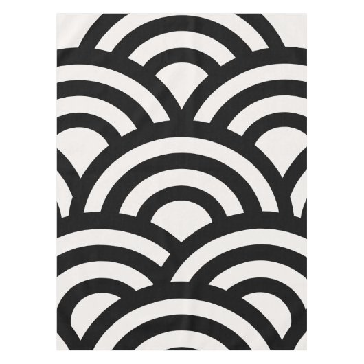 Abstracte golven, kerken, zwarte en witte lijnen tafelkleed (Voorkant)