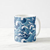 Abstracte golven koffiemok (Voorkant rechts)