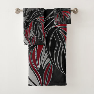 Abstracte golven, lijnen, bladeren, modern design bad handdoek