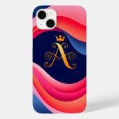 Abstracte golven met stijlvol gouden Initiaal Case-Mate iPhone Case (Achterkant)