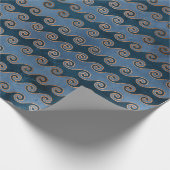 Abstracte golven op blauw cadeaupapier (Hoek)