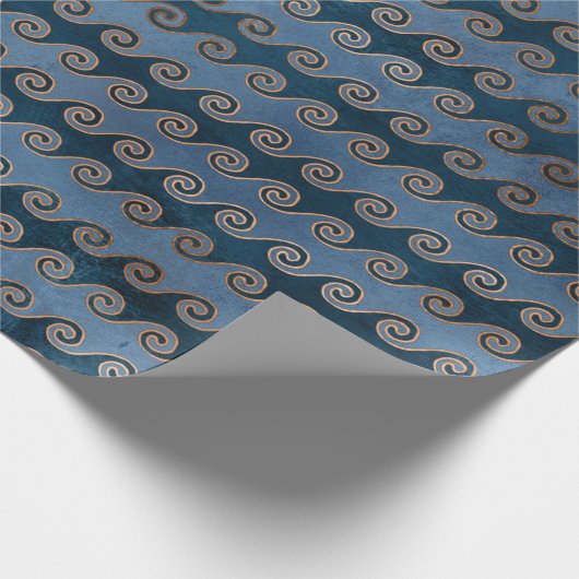 Abstracte golven op blauw cadeaupapier (Hoek)