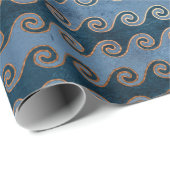 Abstracte golven op blauw cadeaupapier (Rol Hoek)