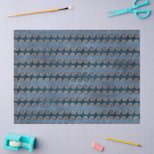 Abstracte golven op blauwe ontkoppeling tissuepapier (Craft)