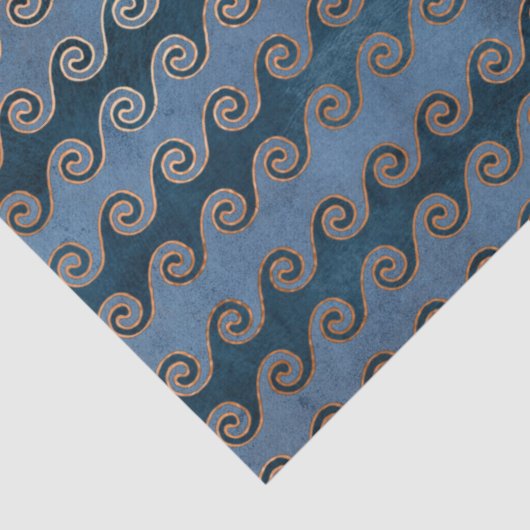 Abstracte golven op blauwe ontkoppeling tissuepapier (Detail)