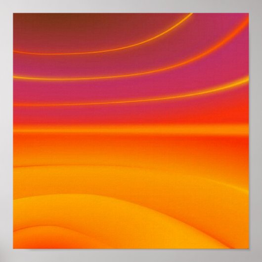 abstracte golven oranje canvasafdruk poster (Voorkant)