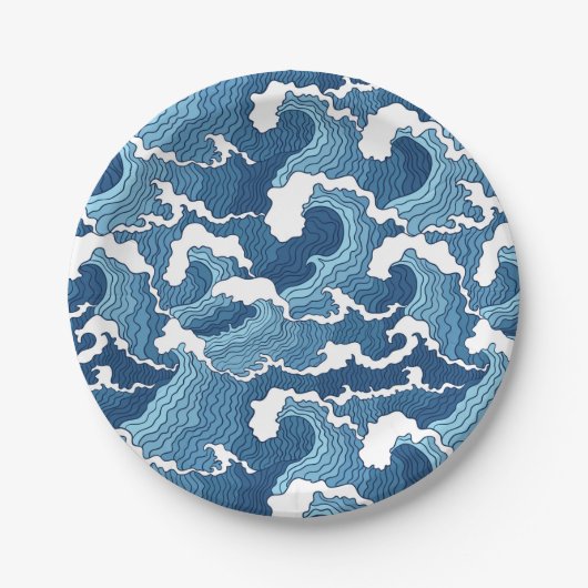 Abstracte golven papieren bordje (Voorkant)