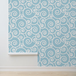 Abstracte golven Patroon Licht Blauw en Witte Ocea Behang