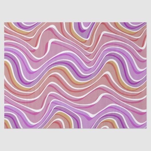 Abstracte golven patroonroze paarse rode geel tissuepapier (Voorkant)