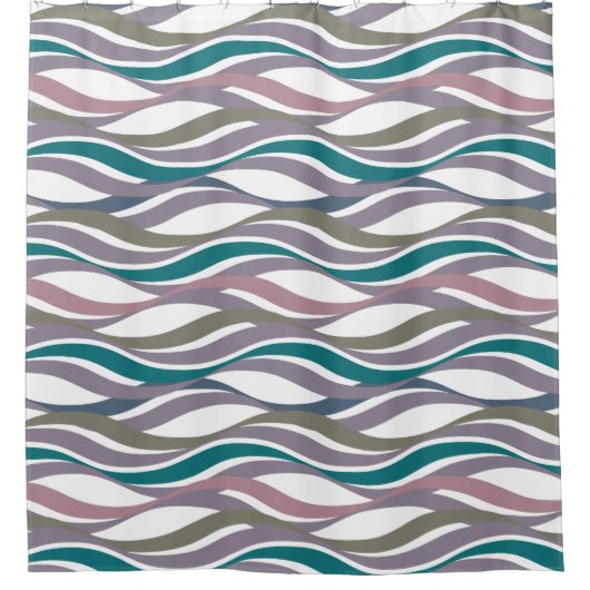 Abstracte Golven Plum JE ACHTERGRONDKLEUR TOEVOEGE Douchegordijn (Voorkant)