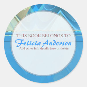 Abstracte golven: Rond artistiek bookplate label