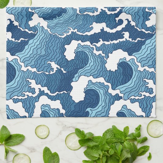 Abstracte golven theedoek (Gevouwen)