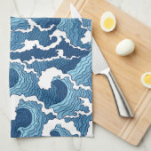 Abstracte golven theedoek (Quarter Fold)