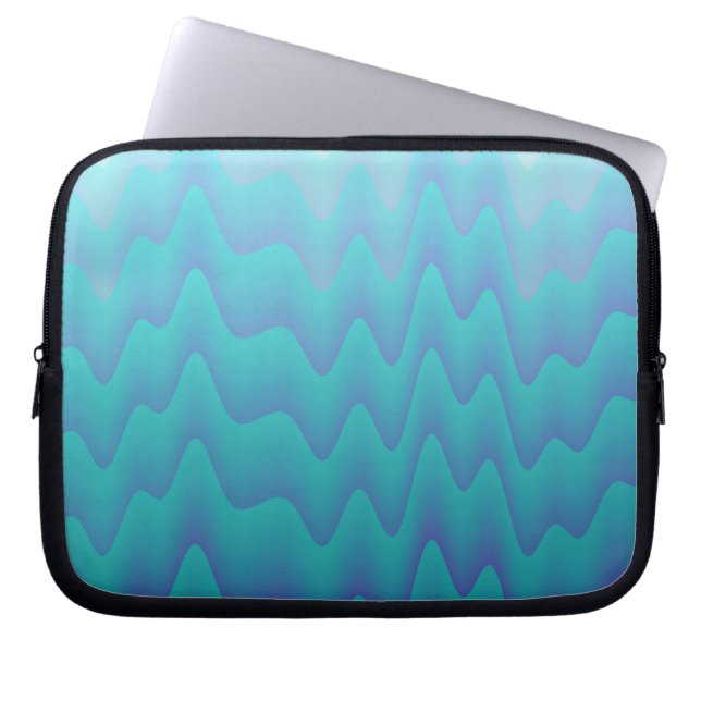 Abstracte golven turquoise blauw laptop sleeve (Voorkant)