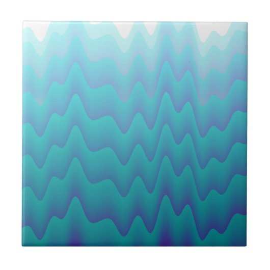 Abstracte golven turquoise blauw tegeltje (Voorkant)