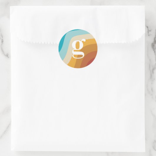 Abstracte golven van de regenboogstraal van de Kle Ronde Sticker (Tas)