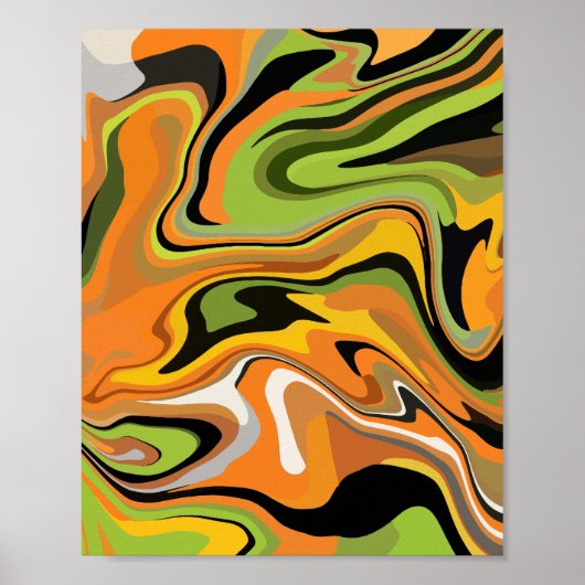 Abstracte golven van herfstkleuren poster (Voorkant)