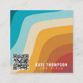 Abstracte golven voor kleurrijke regenboogregenbog vierkante visitekaartje (Voorkant)