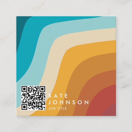 Abstracte golven voor kleurrijke regenboogregenbog vierkante visitekaartje (Voorkant)